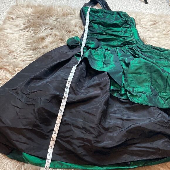 Gunne Sax By Jessica McClintock 80’s-90’s Halter Taffeta Green Bow Dress - Picture 16 of 16